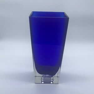 Royal blue glass vase and tea light holder
